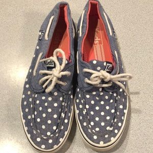 Keds Champion size 8 Blue/White Polka Dot Women’s Canvas Rubber Soled Shoes
